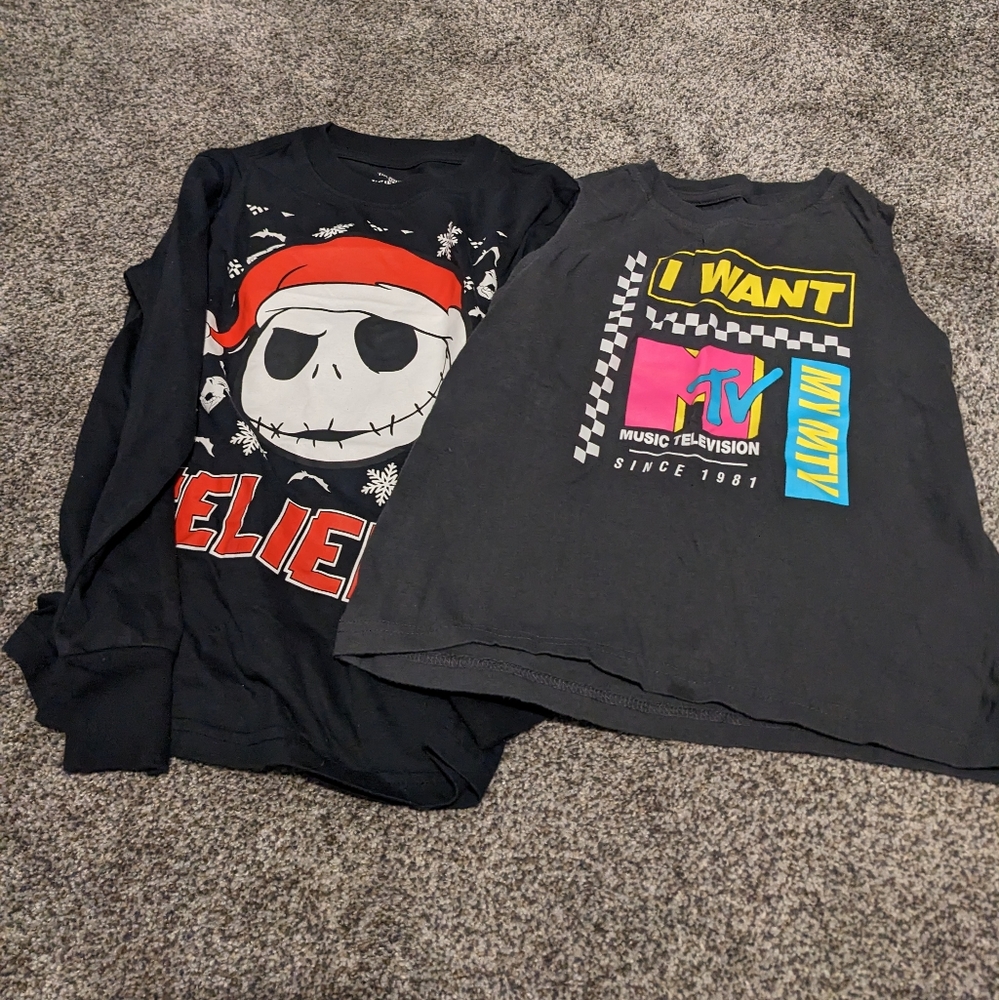 Three boys shirts MTV dinosaurs Jack Skeleton size XS 6-7